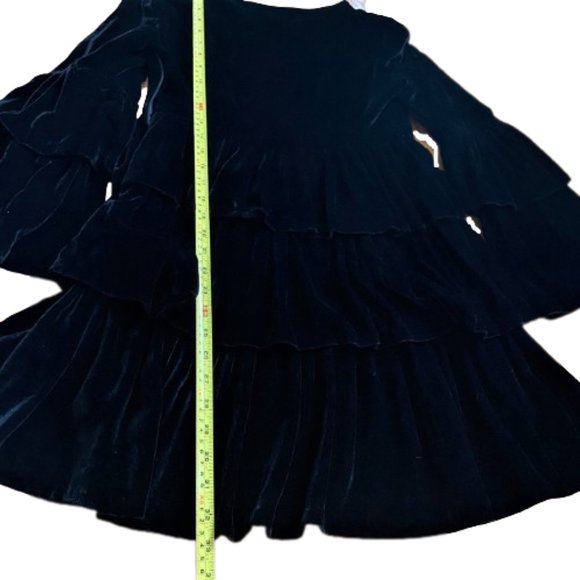Vintage ruffles tiered black velvet dress - Picture 10 of 15